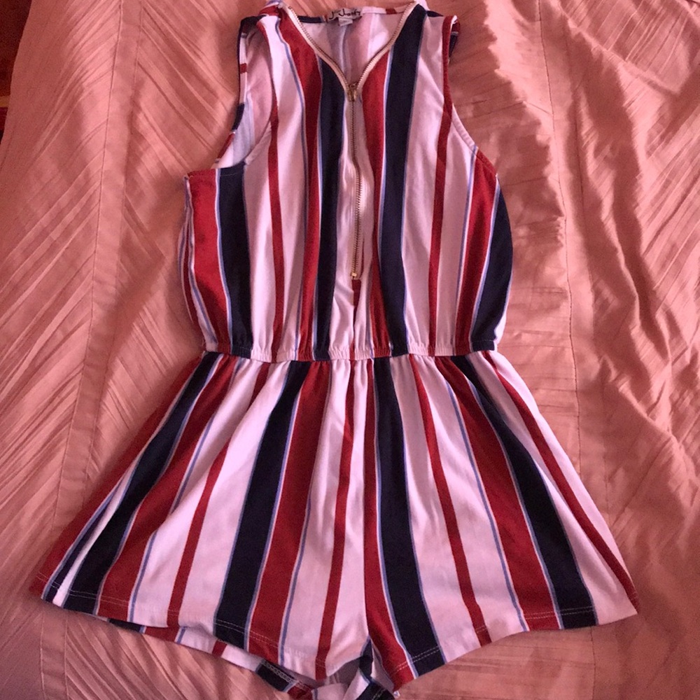 Blue, red & white romper